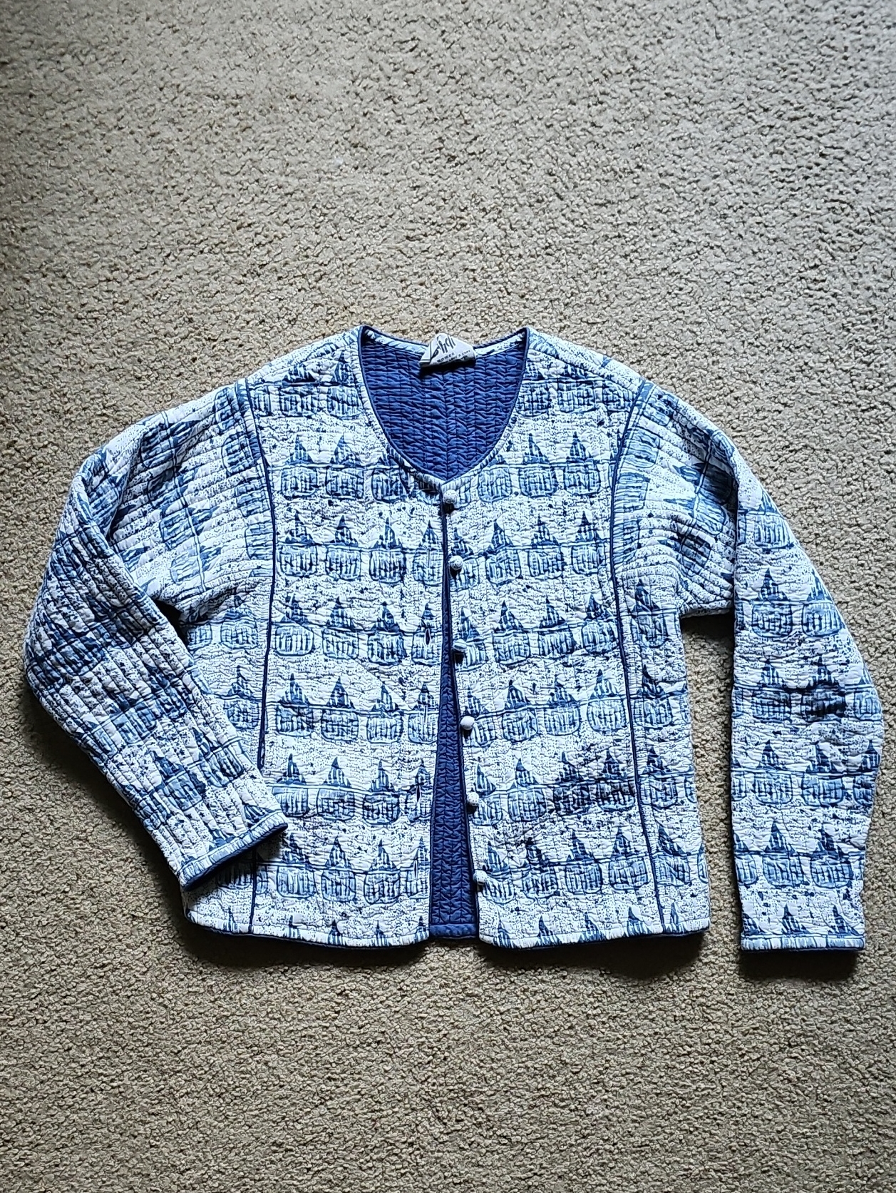 Quilted Blue Patterned Women's Jacket Transcend Inaya
